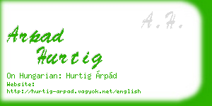 arpad hurtig business card